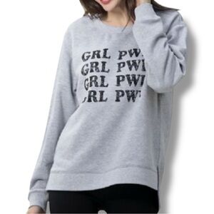 Green Tea XL Girl Power Sweatshirt Gray Black